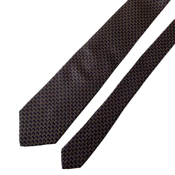Vintage Givenchy Silk Tie Geometric Polka Dot Navy Orange EUC - Picture 5 of 8